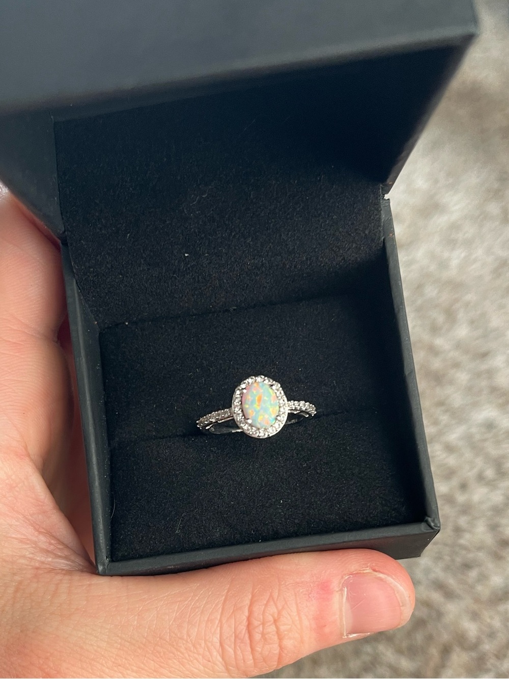 Kay jewelers sterling silver opal ring size 7